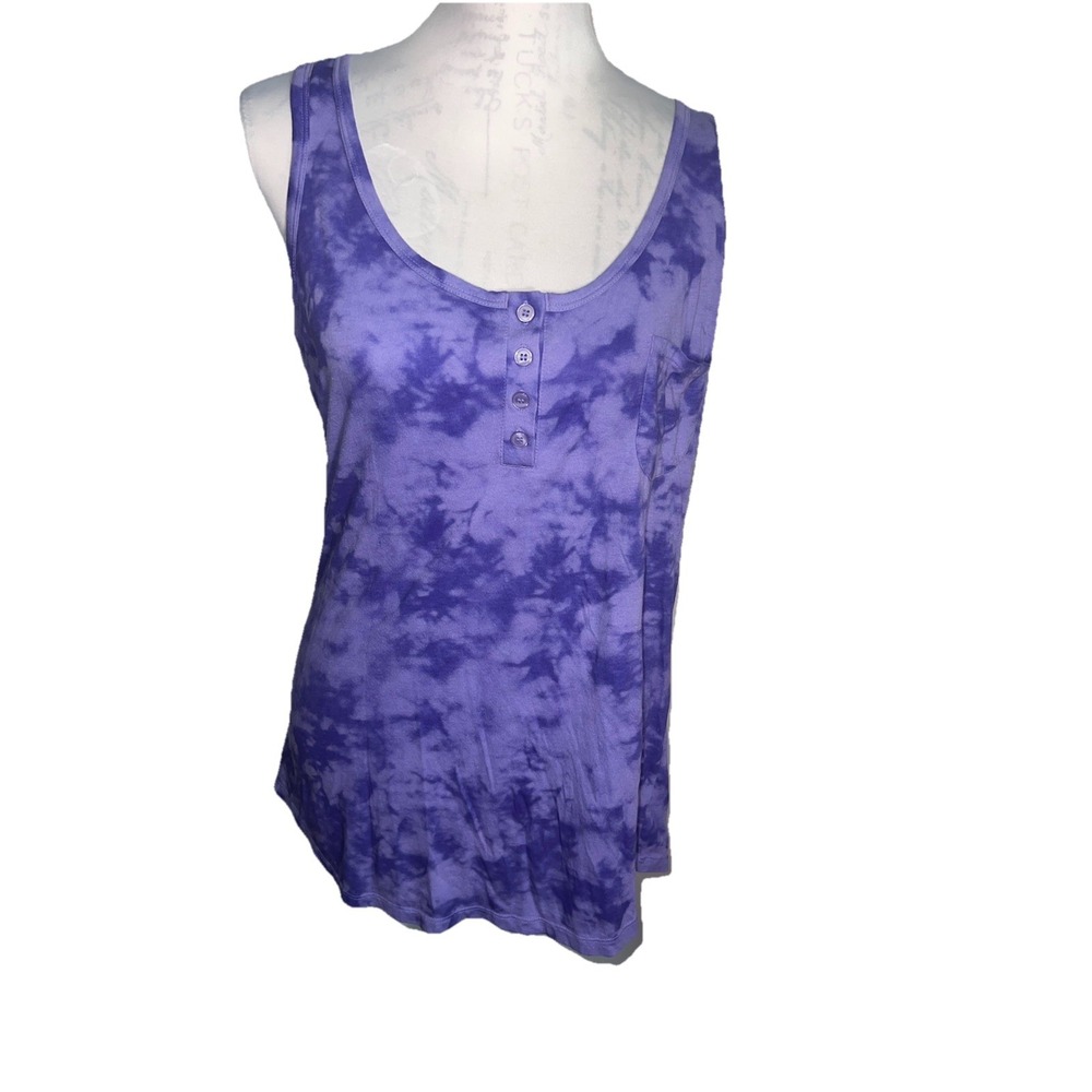 Ocean Pacific Purple Blue Tie-Dye TwistKnot Boho Summer‎ Tank Top Size XXL Read